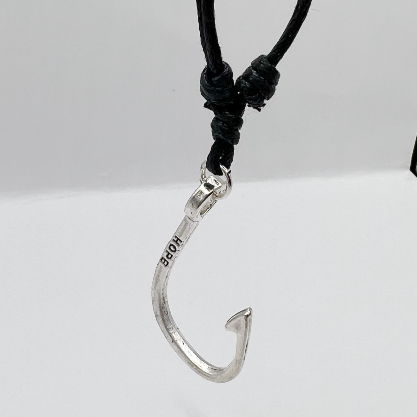 Hope fish hook portuguese knitting necklace adjustable