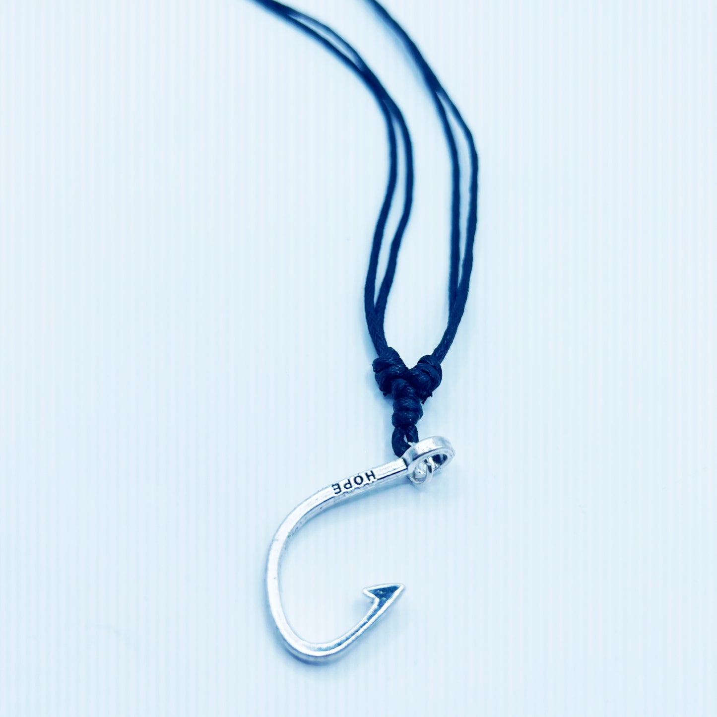 Hope fish hook portuguese knitting necklace adjustable